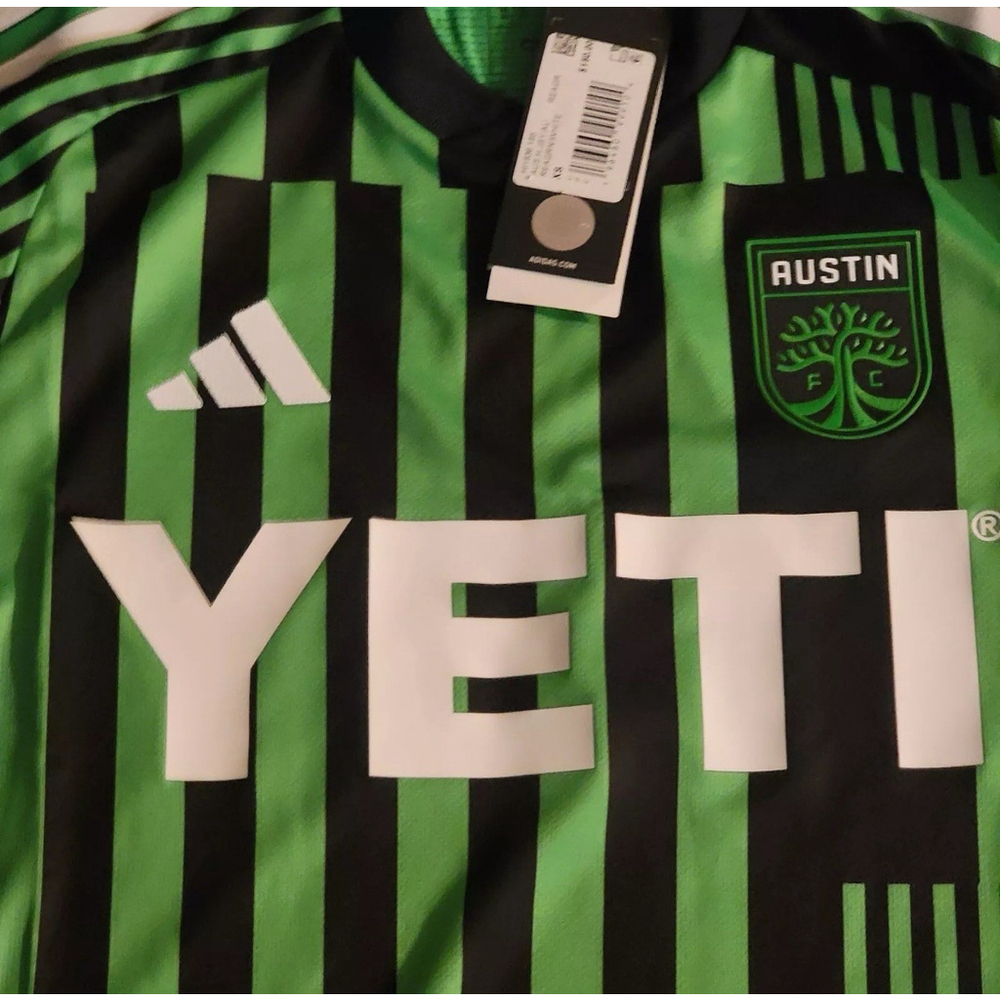 Adidas MLS Austin FC Men Soccer Jersey HI1836 Green Stripe Black Sz Xs Flaw neck - Picture 5 of 16